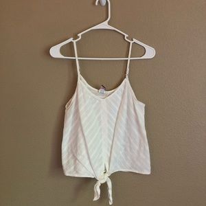 White Front Tie Tank Top